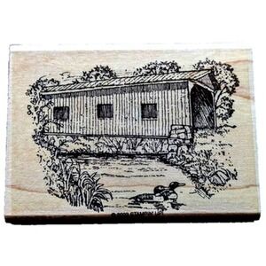 Stampin' Up! Covered Bridge Ducks Water Scenery Rubber Stamp Wood #H92